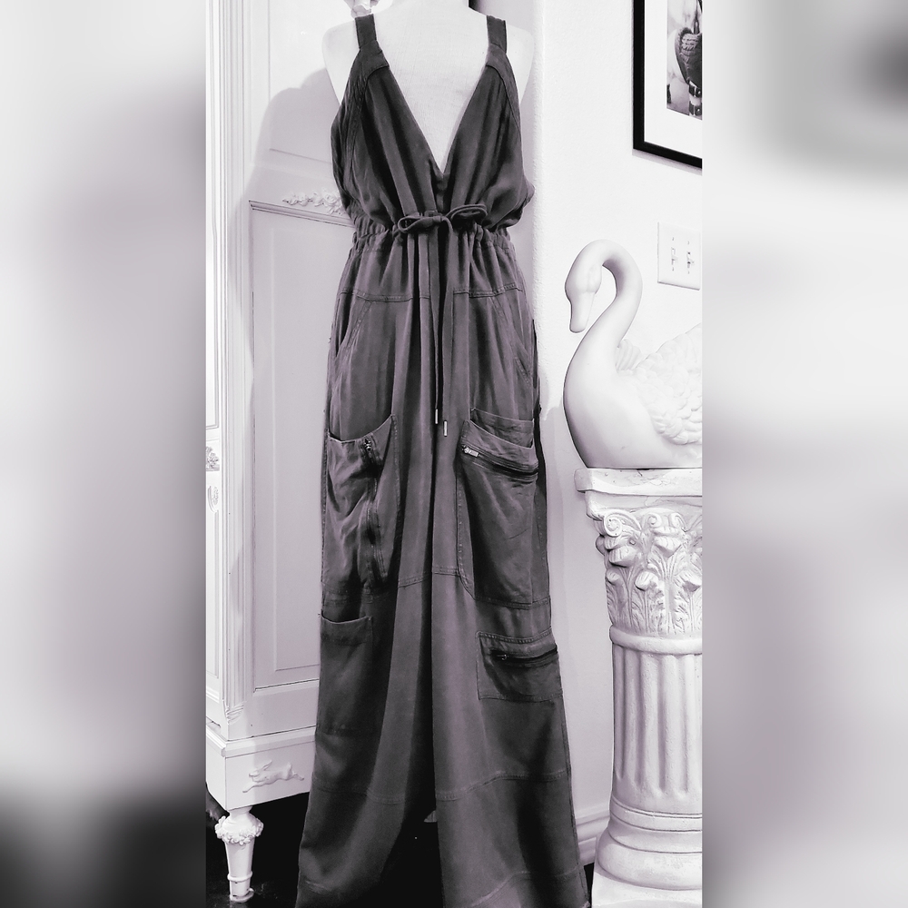 Free People SOUTHERN LIGHTS Wide-Leg Cargo Onesie Overalls Jumpsuit M Medium